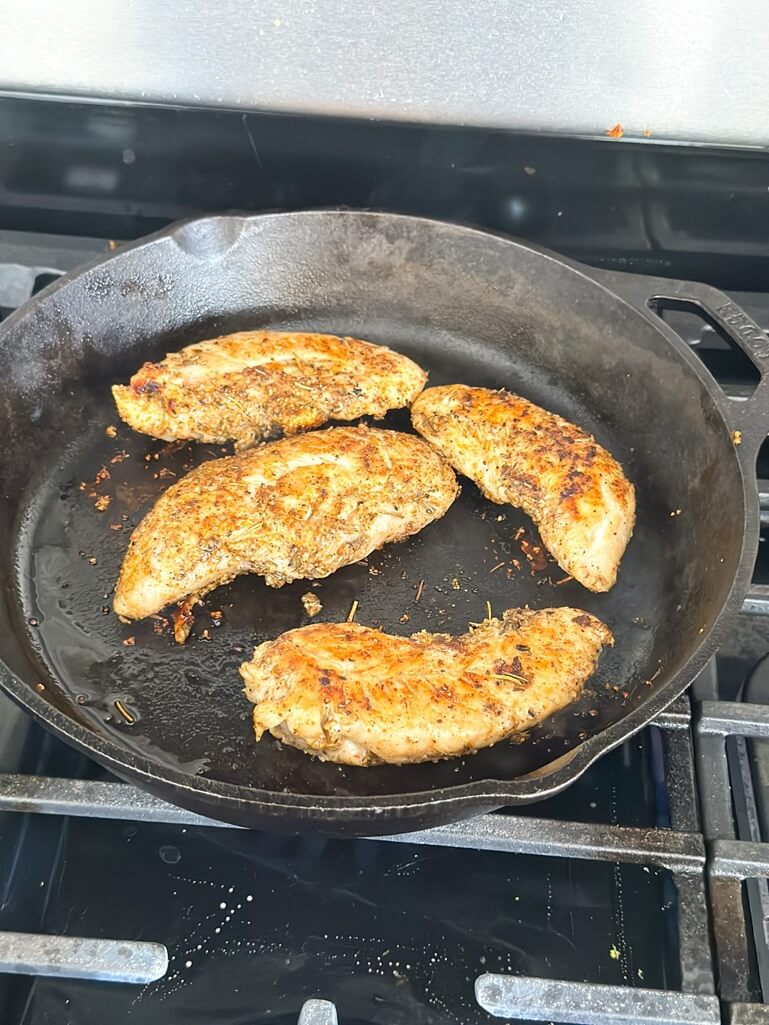 Season the chicken pieces with salt and pepper