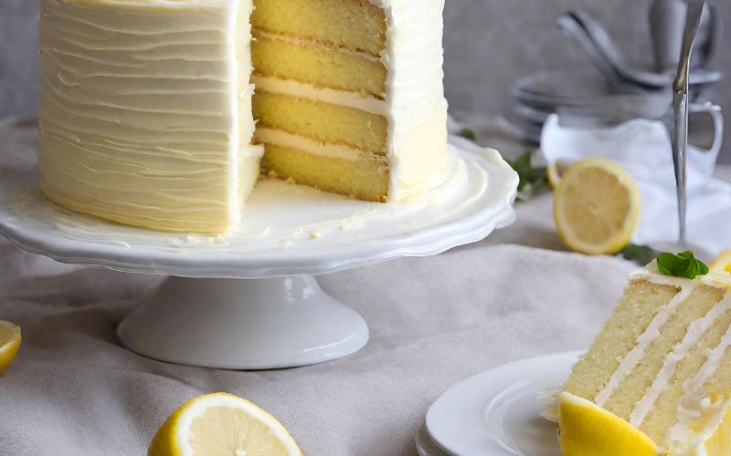 How to Serve Layered Lemon Cake with Cream Cheese Frosting